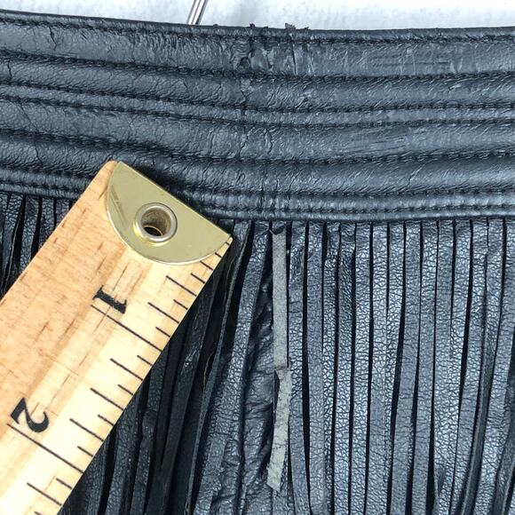 H&M DBlack Vegan Faux Suede Leather Tassel/Fringe Mini Skirt 2 XS 24" - Picture 6 of 13